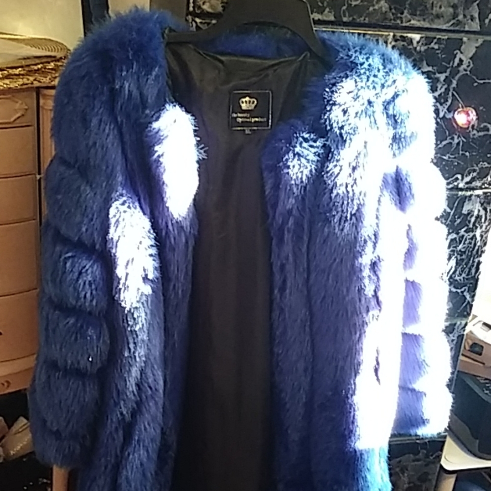 Royle Beautiful Blue Faux Fur Coat